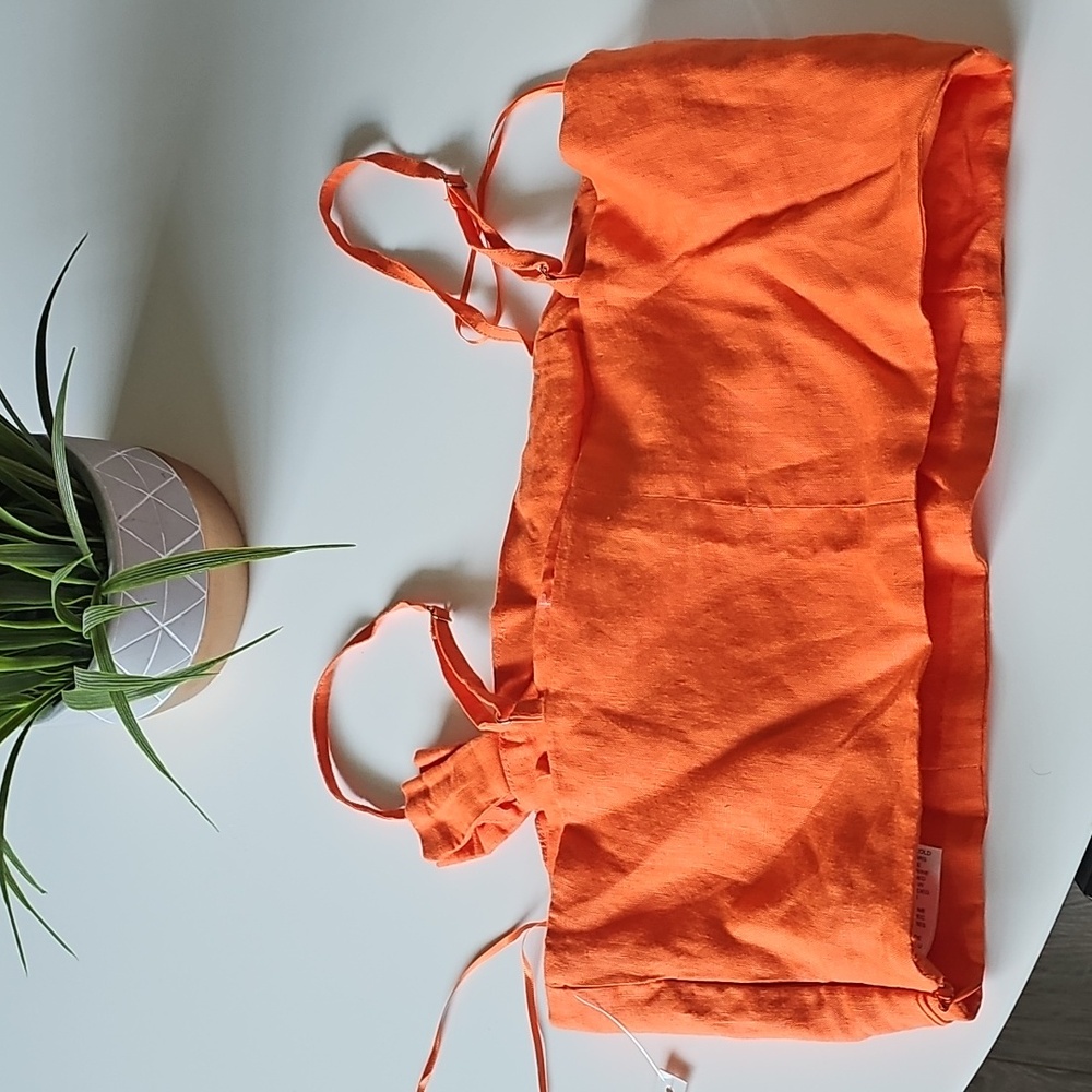 NWT House of Harlow 1960 Orange Sleeveless Tie Front Crop Tank Top - Picture 7 of 7